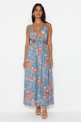 Rules To Follow Halter Maxi Dress Blue