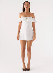 Texas Sun Linen Mini Dress - White