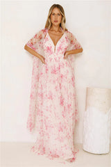 Enchanted Petals Maxi Dress Fuchsia