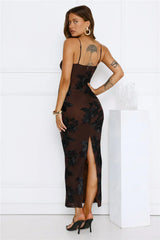 Estelle Mesh Maxi Dress Brown