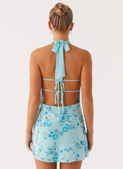 Cinzia Beaded Mini Dress - Blue