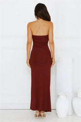Sunshine Shuffle Strapless Maxi Dress Burgundy