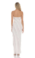 Cloud Nine Mesh Ruffle Strapless Maxi Dress