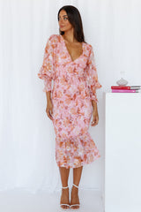 Stories From The Garden Midi Dress Pink