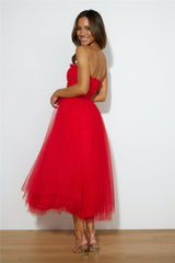 VIP Mood Midi Dress  Red