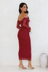 Raegan Mesh Midi Dress Burgundy