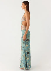 Rebel Beaded Maxi Dress - Aqua Blur