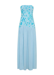 Eden Strapless Beaded Maxi Dress - Blue