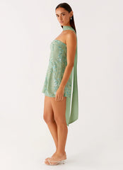 Kiesha Strapless Scarf Mini Dress - Mint